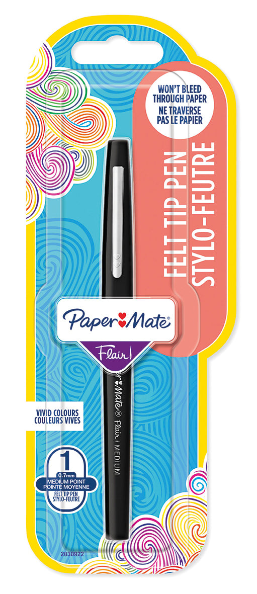 Papermate Flair Black Pen Hang Pack - Pkd 12's