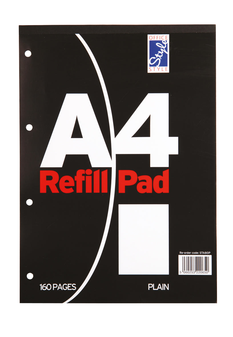 #Style A4 Refill Pad 160 Pages Plain (Black) [10]