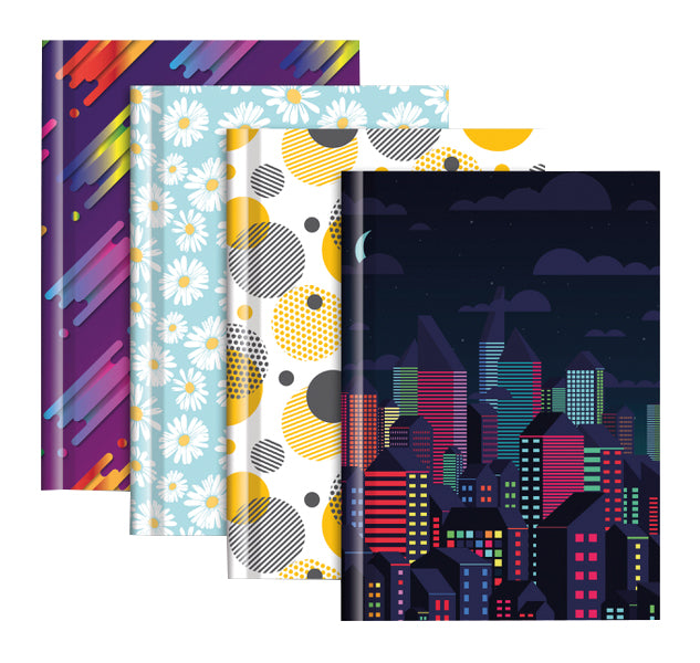 A6 Casebound Designer Notebook  4 Assorted Designs - Pkd 10's